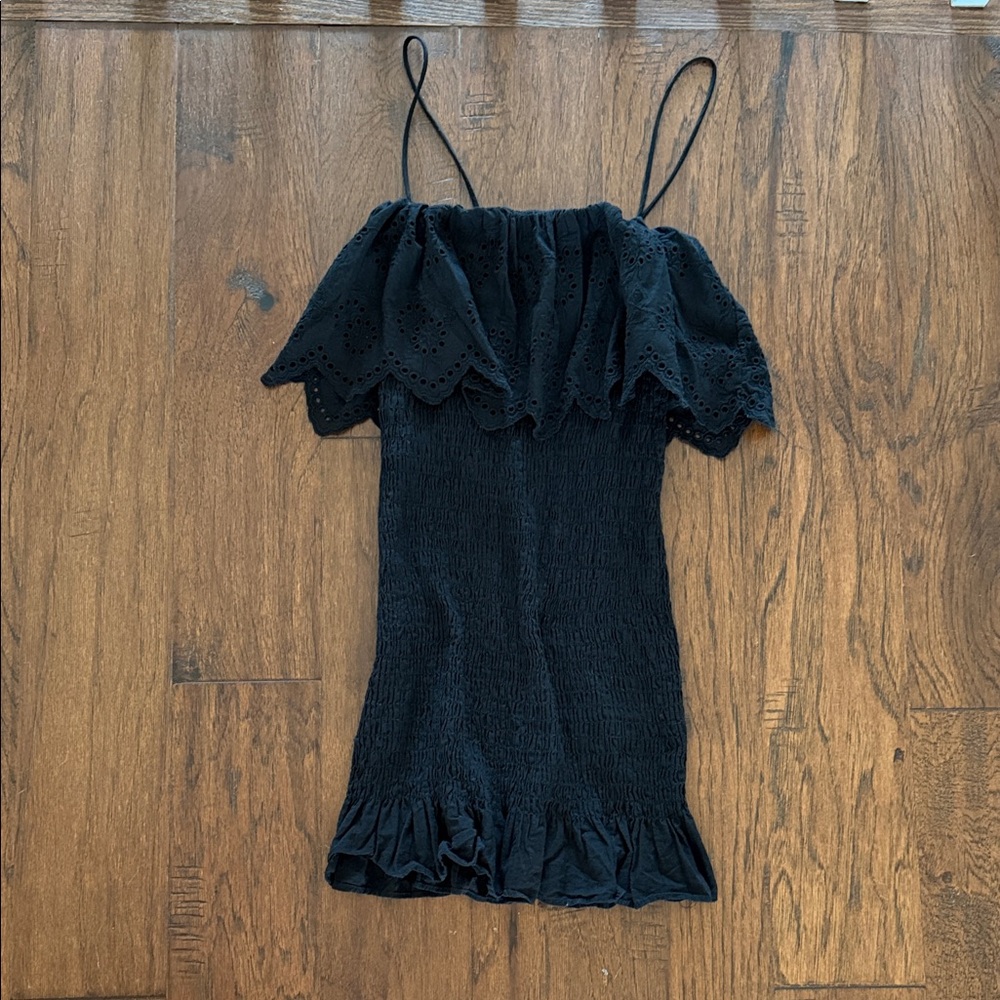 Zara Black Ruffled Off-Shoulder Sundress
